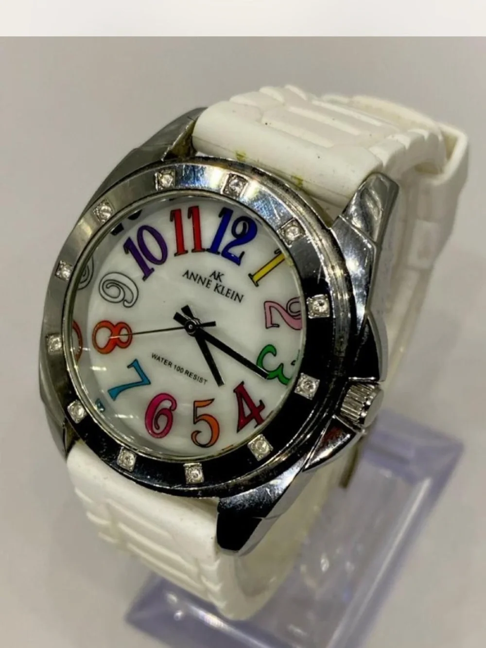 *** Anne Klein ^ Arctic White Watch with Multicolor Numerals ***